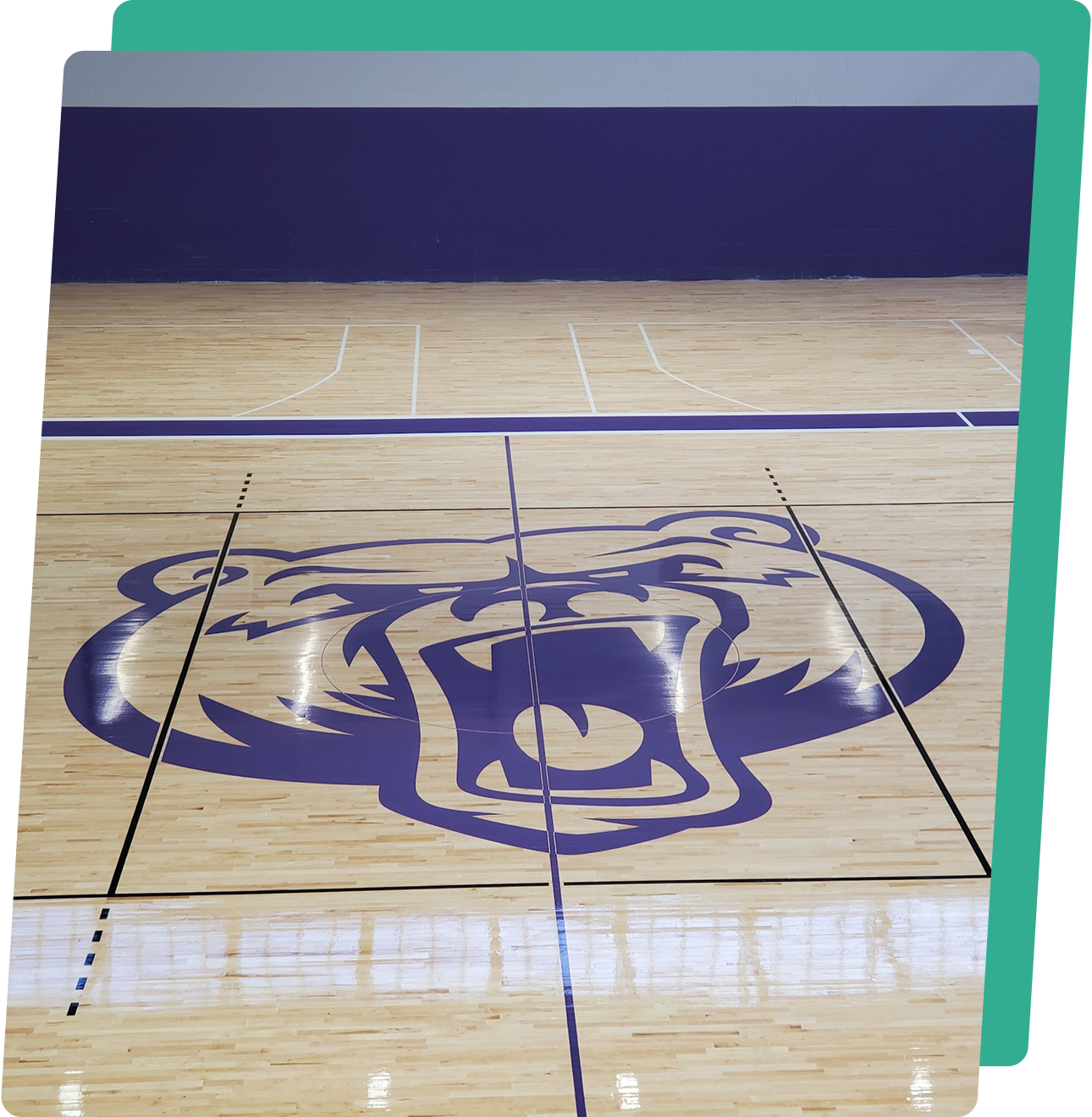 image2 A floor with a bear logo on it.